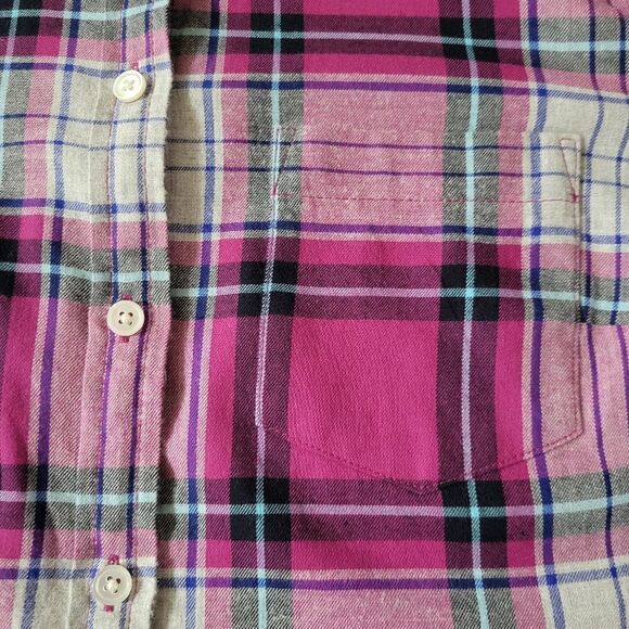 J. Crew Women's Pink Plaid Flannel Button-Down Cotton Shirt - Picture 12 of 16
